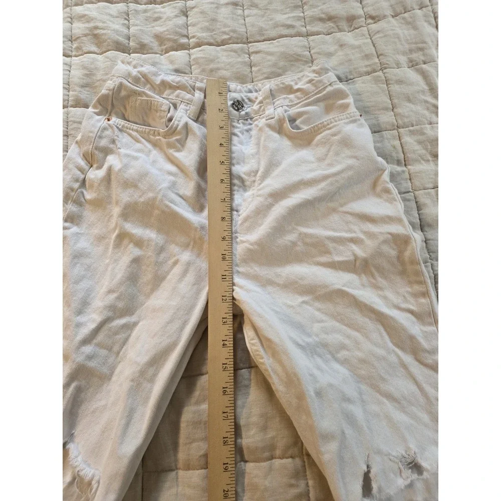 Zara jeans women's size 4 white ripped‎ holes distressed